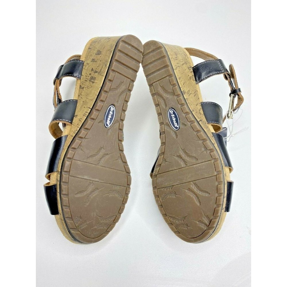 Dr Scholls Sandals Size 6.5 M BRACKET Women's Wedge True Comfort Black Strap - Picture 5 of 5